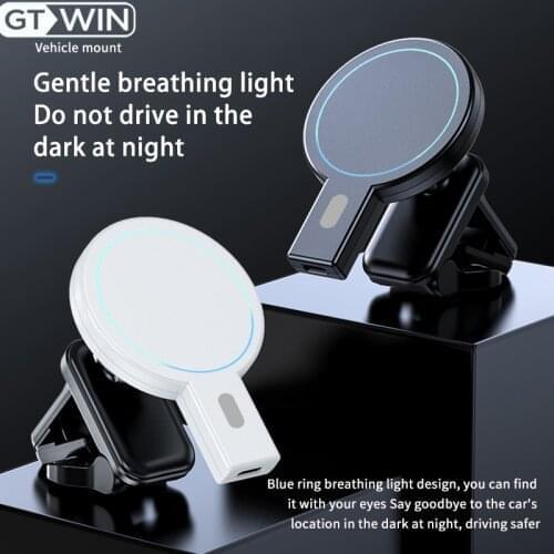 GTWIN 15W Magnetic Wireless Charger ForIPhone12 Wireless Charging Outlet Mobile Phone Holder Car Stand Wireless Charging Bracket