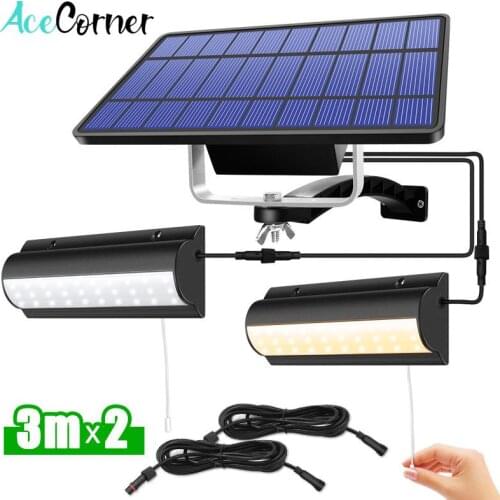 Acecorner Upgraded Solar Pendant Lights Double Single Head Outdoor Indoor Auto On Off Lamp Pull Switch for Barn Balcony Chicken