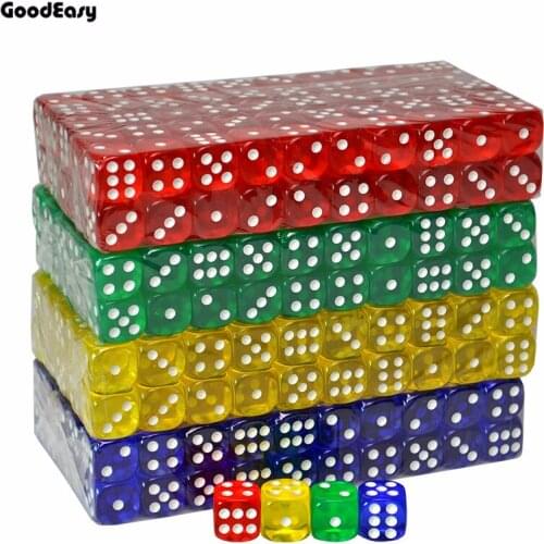 20PCS/SET 7 Colors Casino Dice Set 16mm Acrylic/Plastic Digital Dice Drinking Dice Gambling Translucent Dice 6 Sides Poker Dice