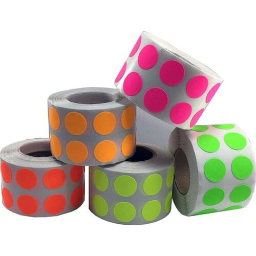 1000pcs/Roll 1.5cm Color-Code Dot Labels stickers Chroma Label green,orange,red,pink,yellow stationery stickers