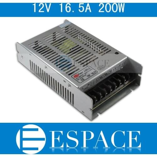 New model 12V 16.5A 200W Switching Power Supply Driver for LED Strip AC 100-240V Input to DC 12V free shipping