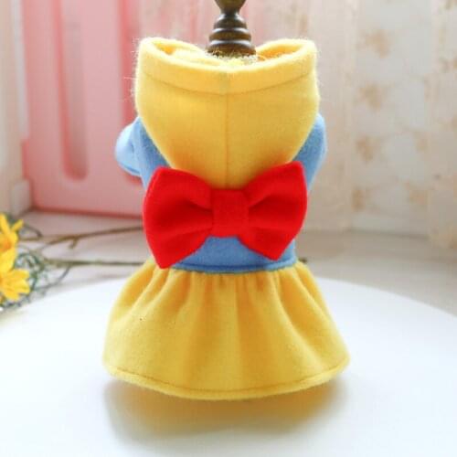 Pet Clothes for Dogs and Cats and Cats Costumes for Autumn and Winter New Warm Woolen Cloth Warm Red and Yellow Bow Skirt