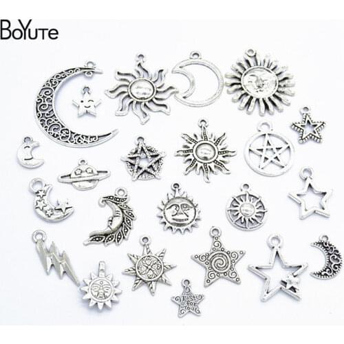 BoYuTe Factory Direct Wholesale Mix 23 Styles Tibetan Silver Star Moon Sun Pendant Charms Diy Alloy Jewelry Accessories
