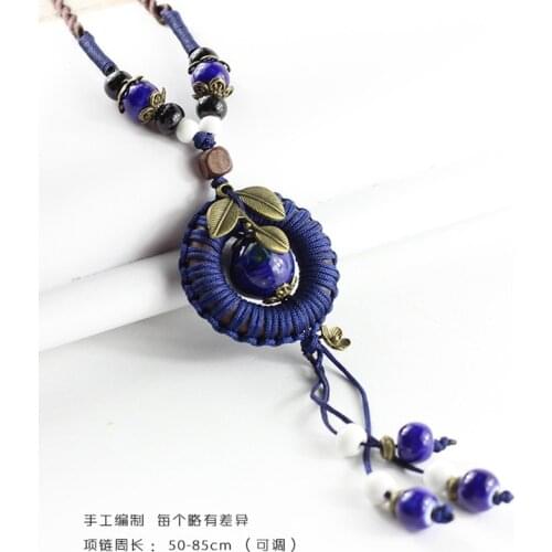 Wholesale Vintage Ceramic Necklaces Pendant For Women Jewelry DIY Fashion Necklace Chain Accessories