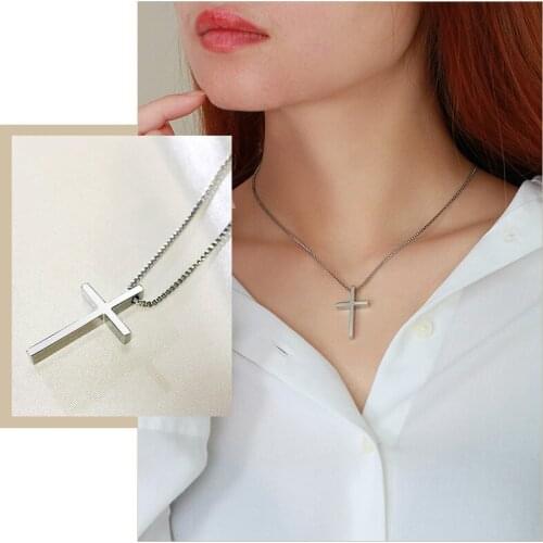 Basic Classic Cross Necklaces for Women,Simple Stainless Steel Christian Prayer Pendant, Minimalist Collar Gift Jewelry