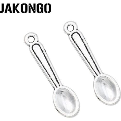 20pcs Tibetan Silver Plated Spoon Charms Pendants for Jewelry Making Bracelet Necklace DIY Handmade 24x6mm