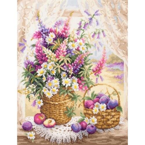 Popular Embroidery The Window Fruit Basket Funny Phrases to Cross Stitch with 100% Cotton Floss & Free Shipping for Home Decor