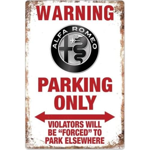 Warning AlfaRomeo Parking Only Vintage Garage Tin Metal Sign Bar Club Cafe Garage Wall Decor Farm Decor Art Gift-4