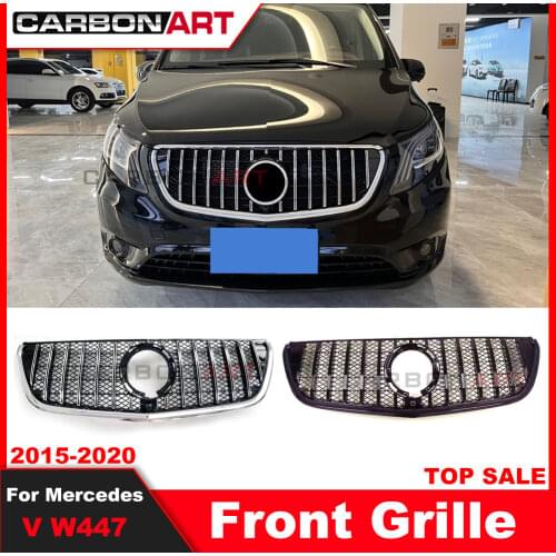 MB V Class W447 GT Grille Black Silver Chrome For benz w447 Front Bumper Racing Grill 2015-2018