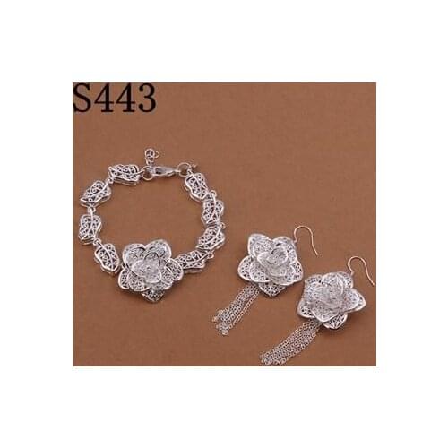 S443 925 Hot Selling Silver Color Jewelry Sets For Women Fashion Jewelry Set Bracelet Earring /arxajjea Bdpajuwa