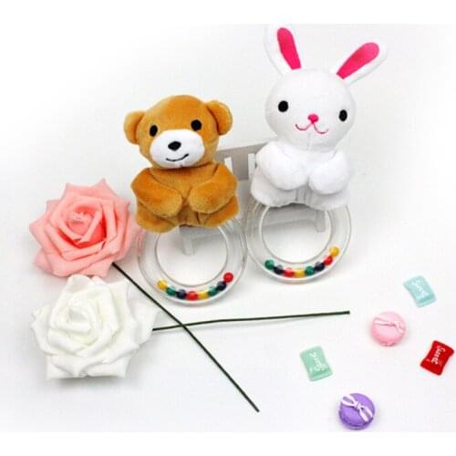 Lovely Baby Rattles Round Animal Rattles Classic Parent-child Interactive Toys Plush Bear And Rabbit Plastic Ring Rammelaars