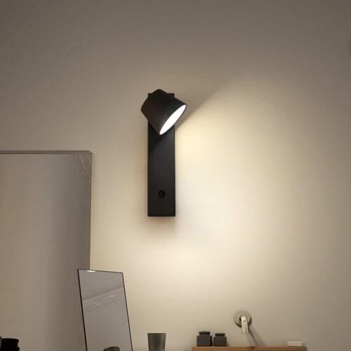 COB LED Wall Lamps Reading Strip Light Bedroom Study Living Room Sconce 360 Degree Adjustable with Switch Bedside Wall Light