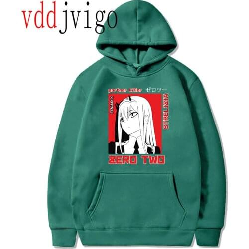 2021 Anime Manga Darling In The Franxx Men Women Unisex Hoodies Sweatshirts Zero Two Striped Hooded Sweatshirt Pullover Tops