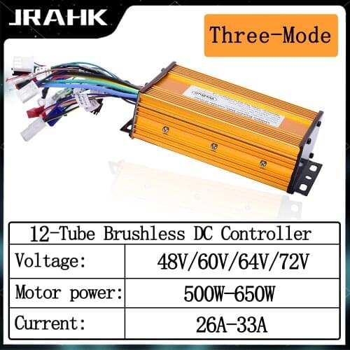 Electric Controller Brushless Universal 48V 60V 64V 72V 3‑Mode Sinusoid 12 Tube Fit for Scooter E‑Bike Speed Motor