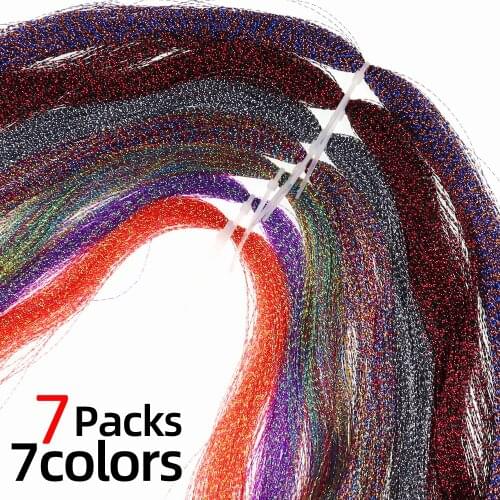 Wifreo 7Packs Hue Crystal Flashabou Fly Fishing Tying Grizzly Krystal Flashabou for Assist Jig Hook Saltwater Flasher Rigs Flies