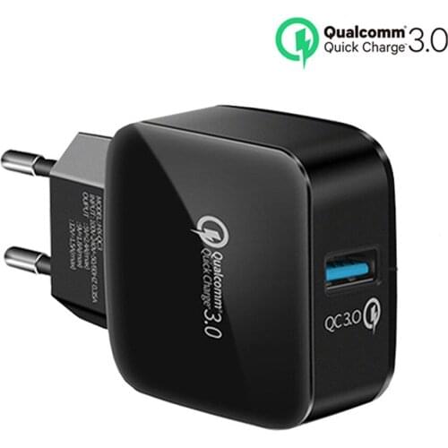 QC3.0 USB Charger EU Plug 18W Quick Charge Universal Fast Adapter Wall Mobile Phone Charger for samsung S 9 8 xiaomi mi 5 6 mix2