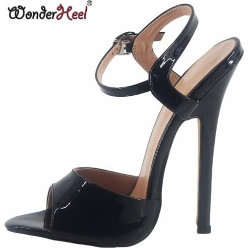Wonderheel Summer Extreme High Heel 16cm Stiletto Heel Sexy Fetish High Heel Buckle Straps Thin Heel Women Sexy Sandals