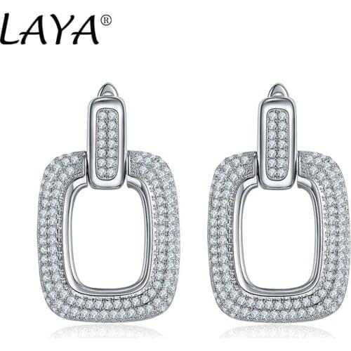 925 Sterling Silver Luxury Clear Cubic Zirconia Chain Drop Earrings Ear Clip For Women Party Fashion Jewelry Gift