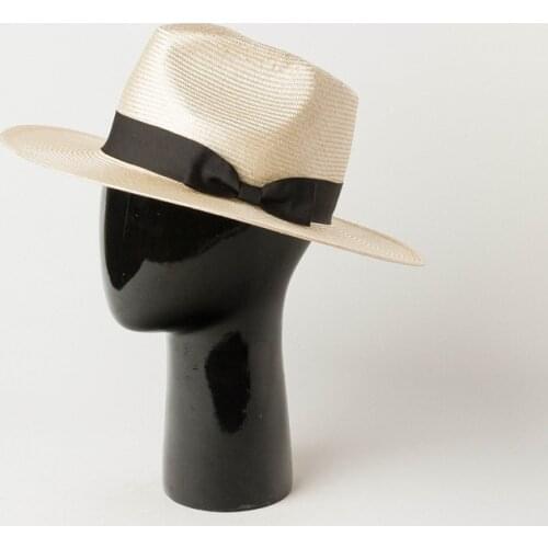 01907-HH7397 HANDMADE natural sisal Pearl luster fedoras cap men women leisure beach panama jazz hat