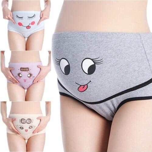 1pc Women Cotton Pregnant Panties High Waist Mother Support Women Underwear Cartoon Postpartum Briefs Pregnancy Short PantsY11