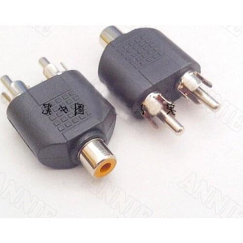 10pcs/lot One To Two Female To Male Audio Converter RCA To Double Lotus Nickel Plated Socket
