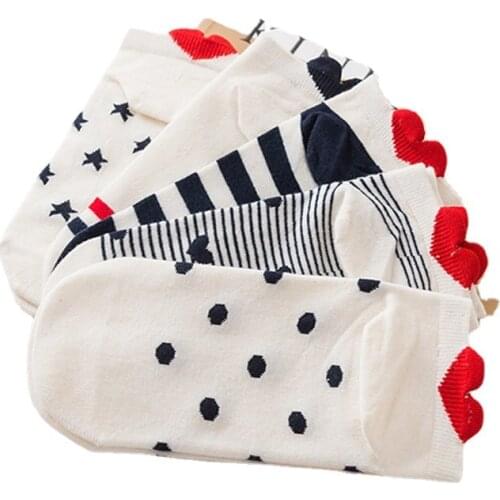 10pcs=5pairs 3D Pack Cartoon boat socks funny soft Breathable sports kawaii skarpetki Cat Cute Invisiable Girl Ankle Sock Set