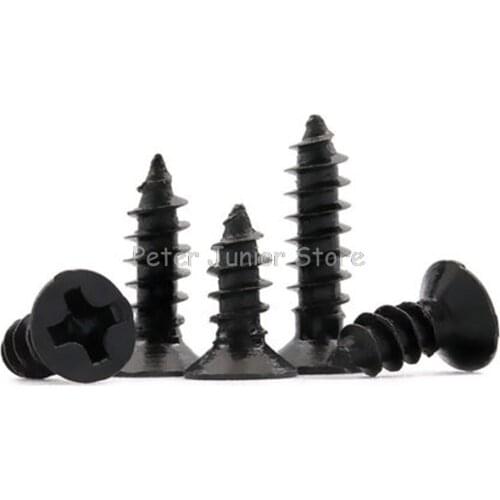 100Pcs M3.5 Flat Head Self-tapping Screws Hard Black Phillips Ash Phosphorus Drywall Screw With Bugle Head Wood Screw HW067