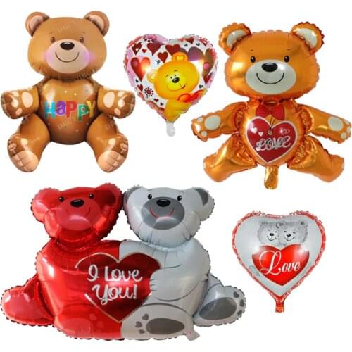 100x76cm Double Bear Hug Heart Balloons Foil Cartoon Bear I Love You Wedding Valentines Day Event Party Balloon Gift Decoration