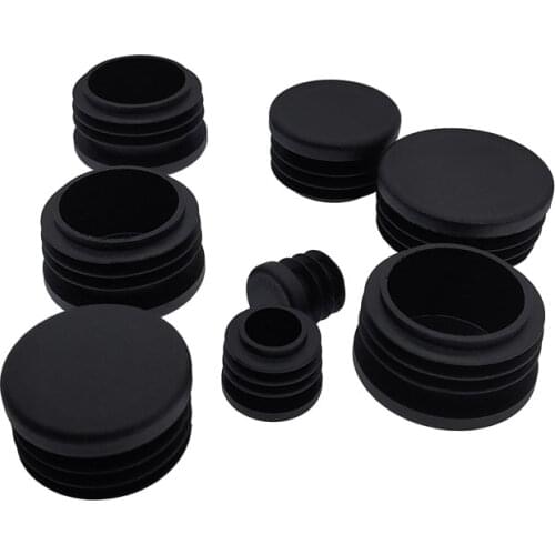 2PCS Plastic circular pipe plug Furniture Leg plug Anti Slip Feet Protector Pad Black Plastic round tube cap plug