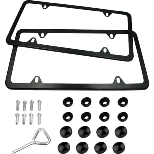 2Pack Car License Plate Frame 4 Holes with Screws Caps For Front & Rear