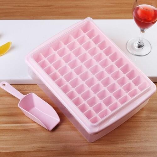 33/44/55/66 Grids Food Grade Silicone Ice Tray with Lid Shovel Ice Cube Mold Maker DIY Creative Square Shape Kitchen Accessories
