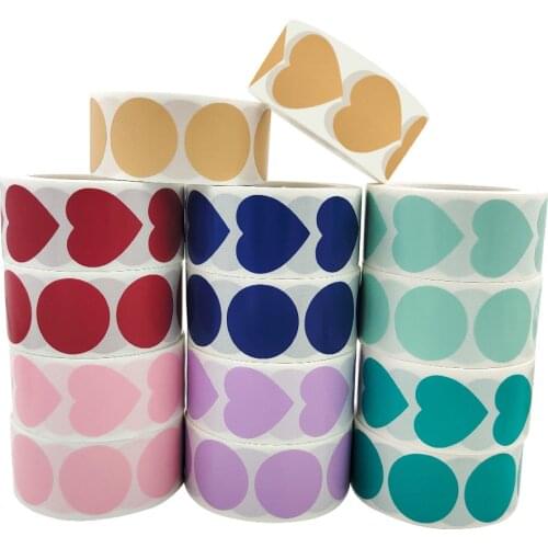 500pcs Color Coding Label Garage Sale Stickers Round&Heart Colorful Adhesive Dots Stickers Paper Labels for Wedding Party Favors