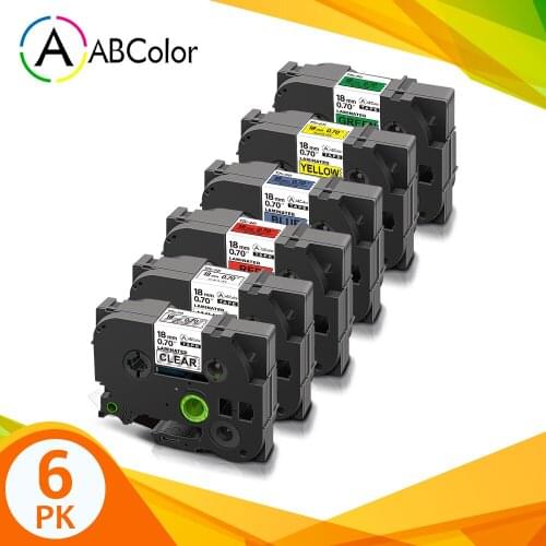 6PK TZe-241 Tape For Brother TZe-241 TZe-141 TZe-441 TZe-541 TZe-641 TZe-741 Label Tape 18mm for Brother P touch Label Maker