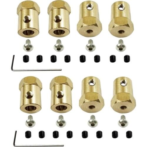 8PCS 5mm to 12mm Brass Combiner Wheel Hub Hex Adapter for WPL D12 C14 C24 B14 B24 B16 B36 MN D90 MN99S RC Car Parts