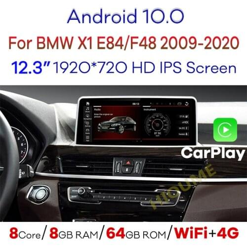 12.3" Android 10 Car Multimedia Player for BMW X1 E84 F48 2009-2020 GPS Navigation Radio Stereo CarPlay WiFi 4G LTE Touch Screen
