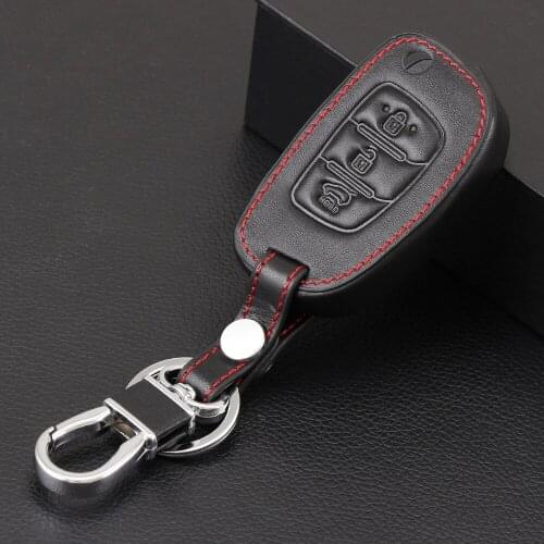 Car Genuine Leather Key Case cover KeyChain for HYUNDAI Elantra Avante MISTRA Tucson IX35 IX25 Sonata 8 Sonata 9 VERNA