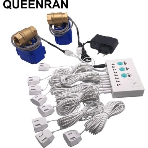 Water Leakage Sensor with 2pcs 1/2"(DN15) Valves Flood Leak Detector Protection Against Water Leaking for Smart House Security