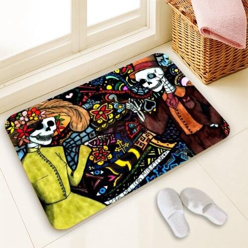 Hot Sale Custom Decorative Skull Door Mat Art Design Pattern Printed Carpet Floor Hall Bedroom Cool Pad Fashion Rug 40x60cm