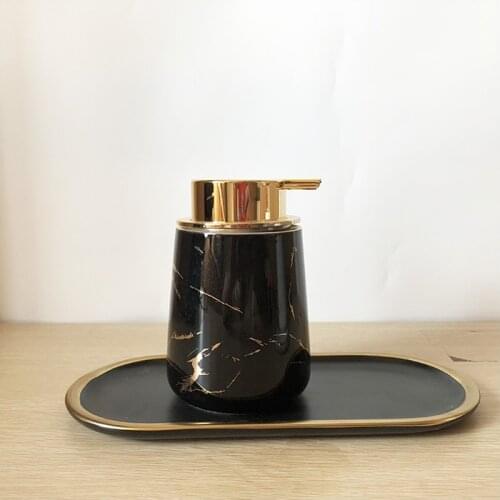 Soap dispenser storage jar Marble texture gold line decor bathroom sets storage plate for soap hand press