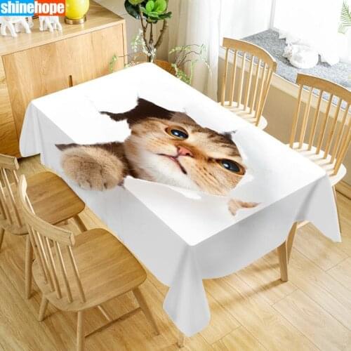 Europe Tablecloth Cute Cat Art Dustproof Dinner Table Cloth Rectangular Wedding Decoration Table Cover Home Textiles