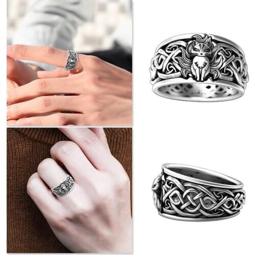 Retro Style Fox Rings Cute Animal Graphicsnarutos Jewelry Gift Ring Men Fire Fans Japanese Anime Nine-Tailed Women Fox R2E8