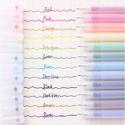 Beautiful 12 Candy Colors 0.5mm Gel Ink Pen Art Drawing Pen For Writing Journaling Card Making Stationery Korean Stationery