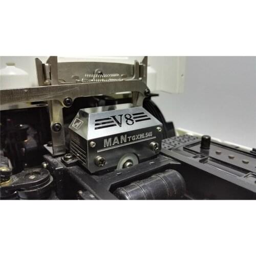 V8 Hood Gearbox Wave Box Decoration Cover for 1/14 Tamiya Man 56325 TGX RC Truck Tractor Parts Accessories
