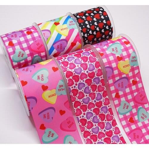 Valentines Day Ribbons Cartoon Grosgrain/Satin Ribbon Printed Ribbon For Crafts Decoration Bow 10Yards 34477