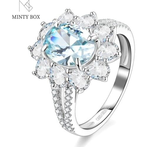 Minty Box Rings With Diamonds