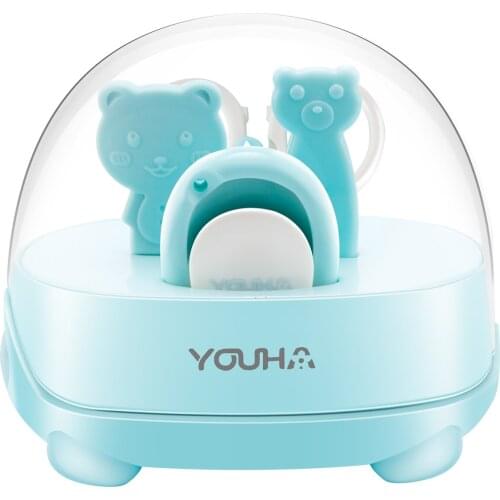 Hot Baby Nail Care Kit YOUHA 4 in 1 Nail Care Set Nail Clipper Scissors Tweezer Nail File Case Manicure&Pedicure Kit for Newborn