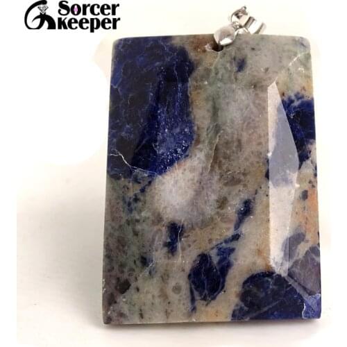 Men Jewelry New Crystal Pendant Necklace Natural Stone Blue Sodalite Beads Agates Reiki Healing Fashion Bijoux Women SS328