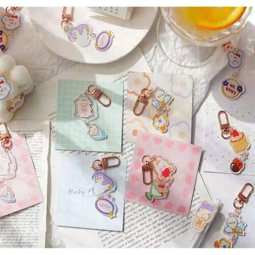 New Cute Cartoon Keychain Creative Animal Series Key Ring Student School Bag Key Pendant Holiday Gift Travel Souvenir Wholesales