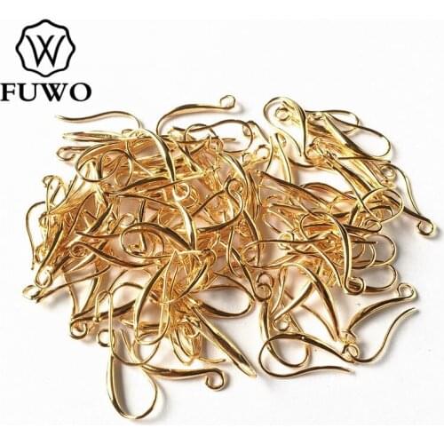 FUWO Wholesale High Quality Brass Earring Hooks With Gold Filled Anti Fading DIY Jewelry Making Accessories 100pcs/lot B009