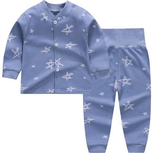 Autumn New Pure Cotton Baby Underwear Cardigan High Waist Suit Clothes Retro Children Clothing Set